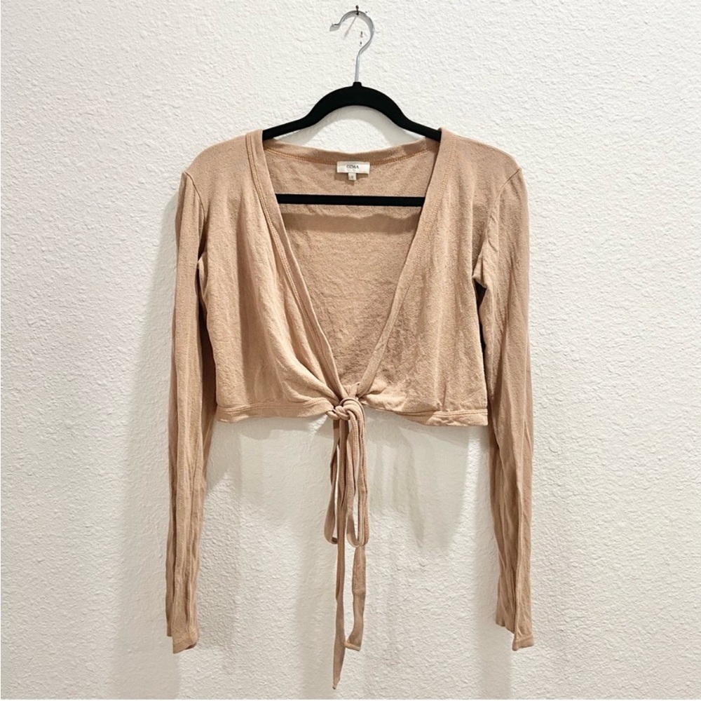 OZMA Tan Long Sleeve Crop Top